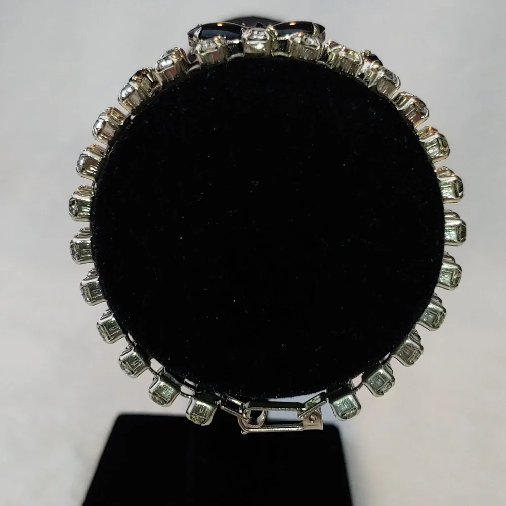 Stylish Formal Wear Rhinestone Women's Bracelet in Black Silver, 7 Inches - Picture 2 of 14